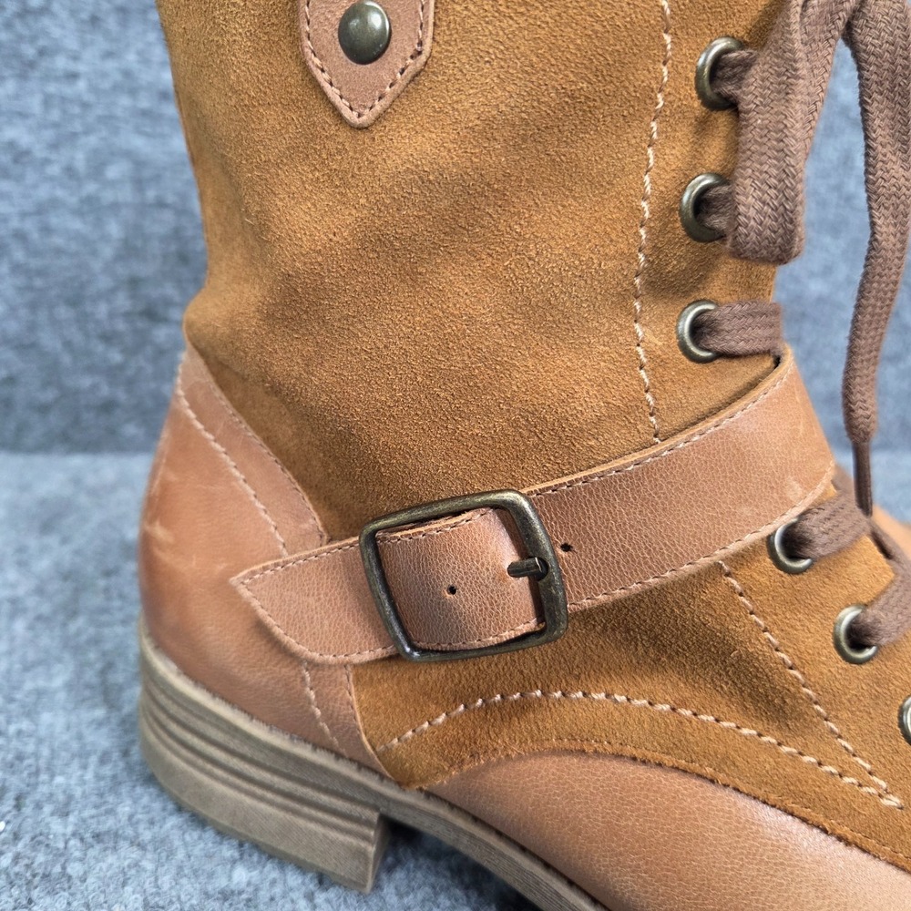 Abeo Verity Tan Leather Women's Size 7N Hi Top Lace Up Side Zip Combat Boots - Picture 2 of 12